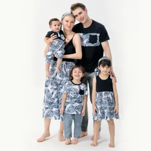 Matching Family Outfits Floral Dress Headband T Shirt for The Whole Family