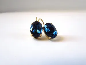 Medium Navy Blue Montana Sapphire Crystal Earrings