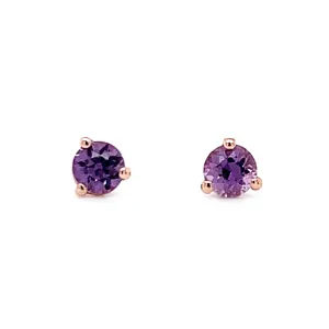 Montana Sapphire & Rose Gold Stud Earrings - "Falling Twilight"