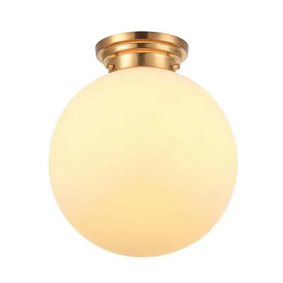 New - Portland 1-Light Matte Brass Semi-Flush Mount Ceiling Lighting with Opal Glass Shade - Globe Electric