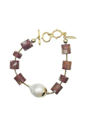 Noreena Jasper & Baroque Pearl Bracelet CB008