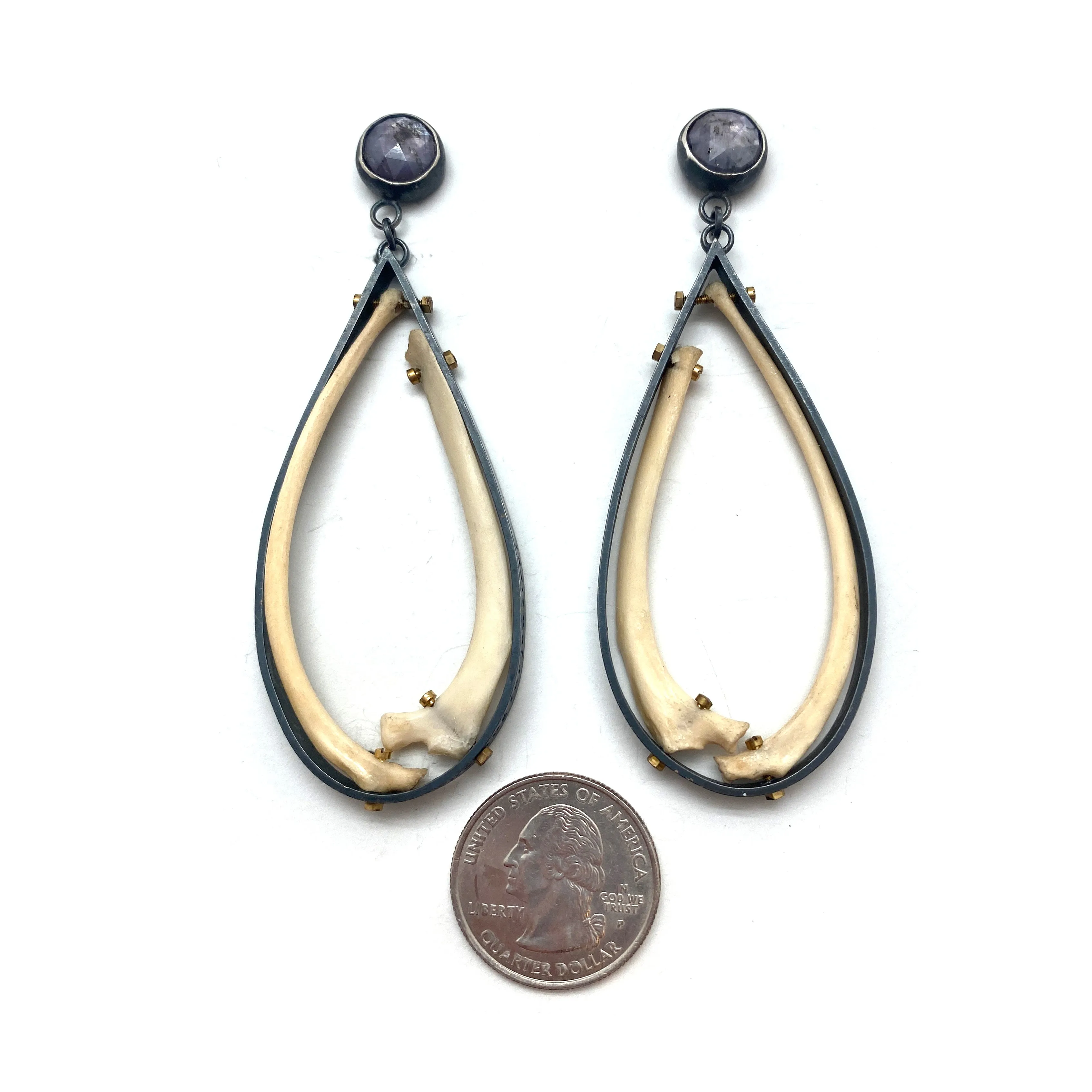 Of Mineral And Marrow Earrings - Rabbit and Sapphire