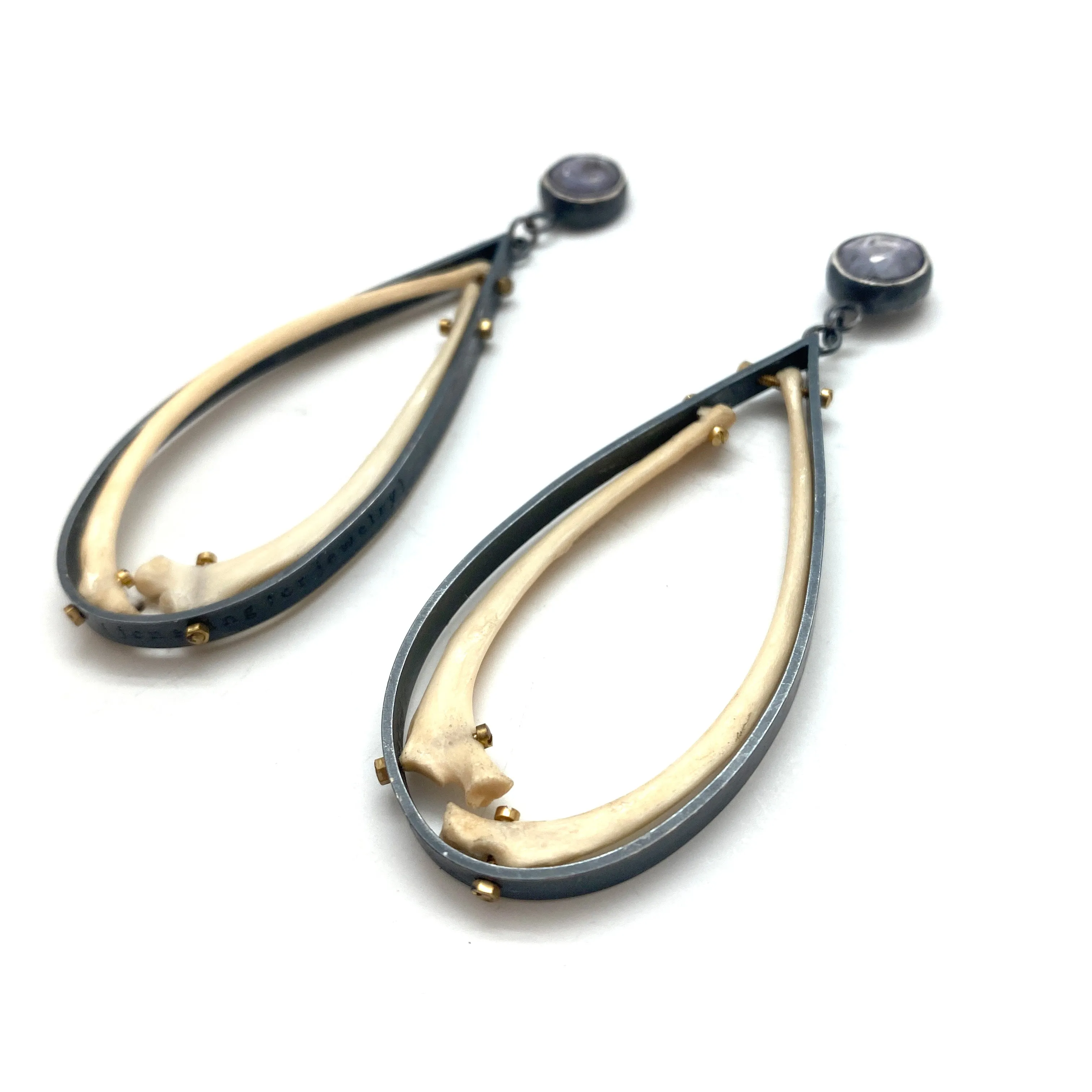 Of Mineral And Marrow Earrings - Rabbit and Sapphire