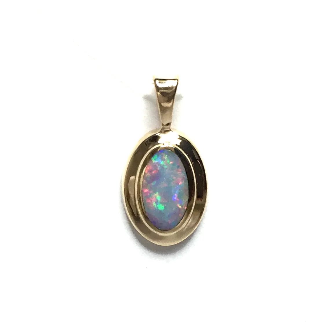 Opal Pendant Oval Inlaid Design