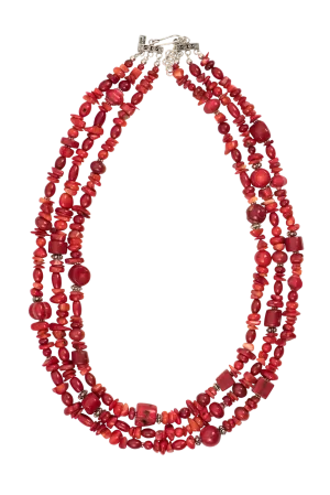 Paige Wallace Three Strand Red Coral Necklace