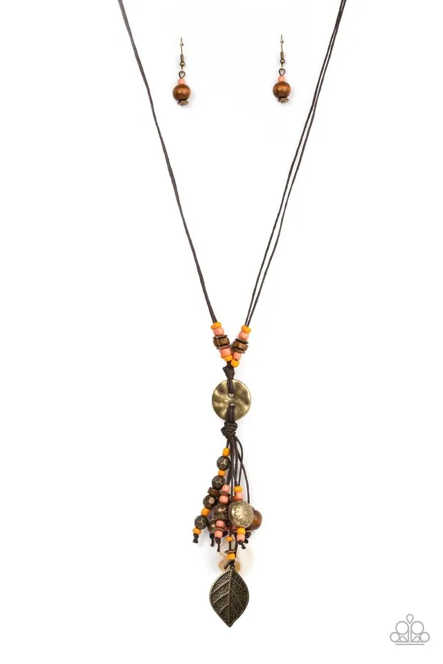 Paparazzi Necklace ~ Knotted Keepsake - Orange