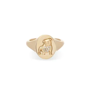 Pavé Diamond English Bulldog Signet Ring