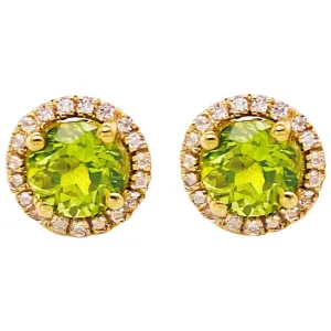 Peridot White Sapphire Halo Earrings