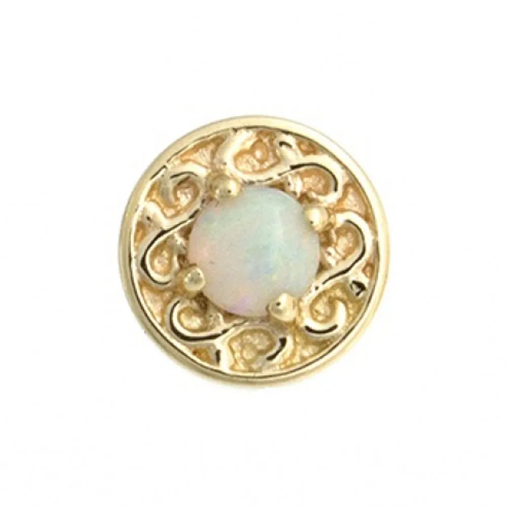 "Elizabeth" Threaded End in Gold with Genuine White Opal