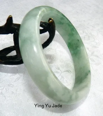 "Flowing" Icy Green Veins Burmese Jadeite Old Mine Bangle Bracelet 57mm (BB2690)