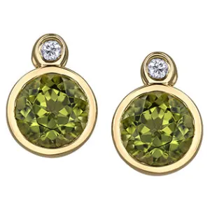 "PENELOPE" PERIDOT DIAMOND STUDS