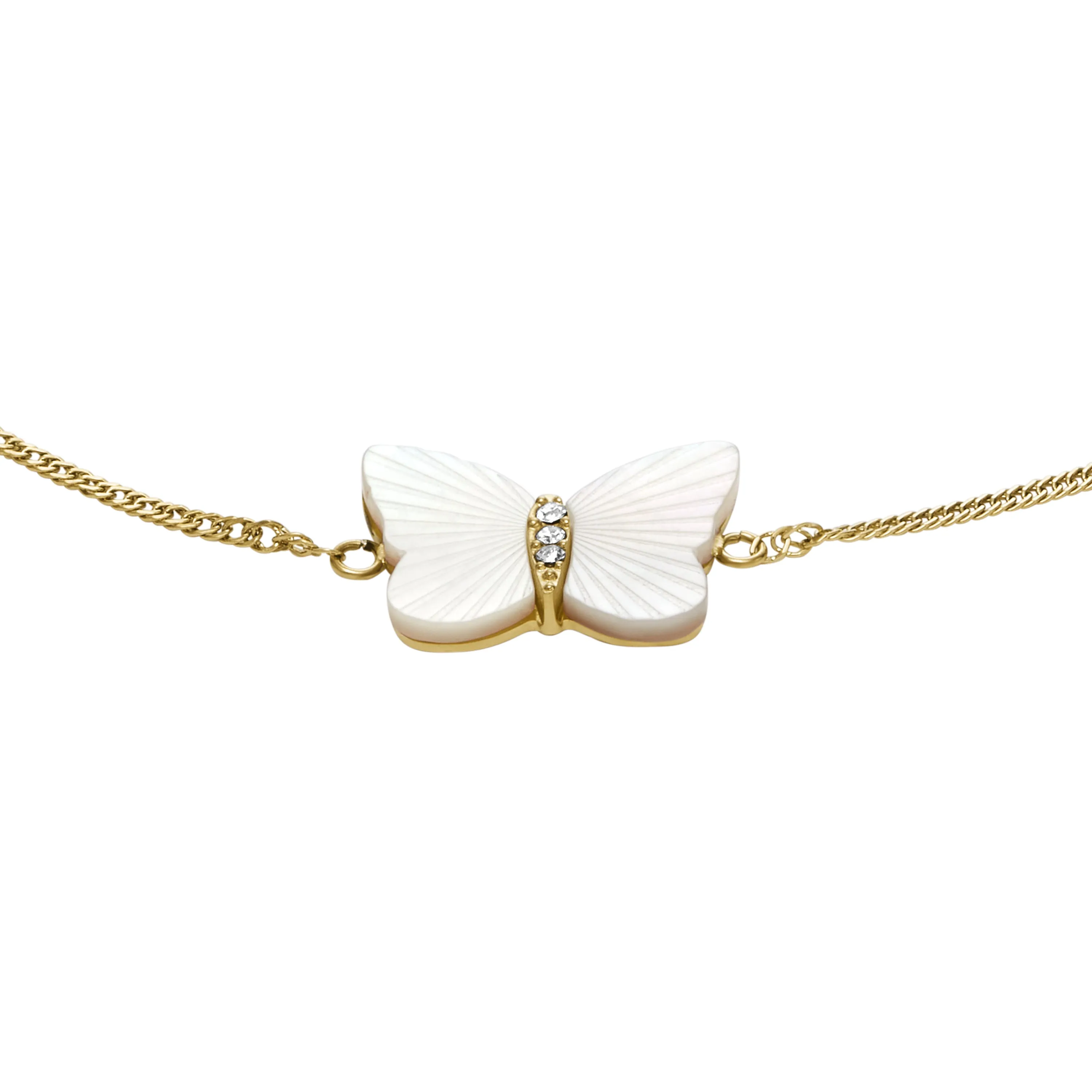 Radiant Wings White Mother of Pearl Butterfly Chain Bracelet