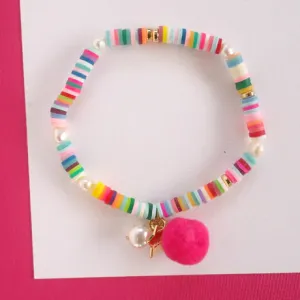 Rainbow Pom Pom Elastic Bracelet