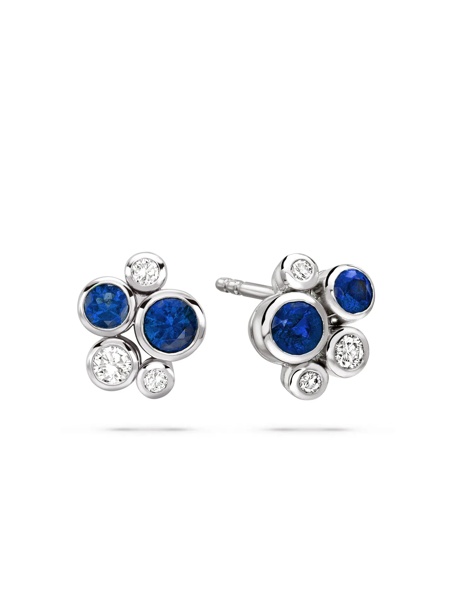 Raindance Sapphire Platinum Cluster Stud Earrings