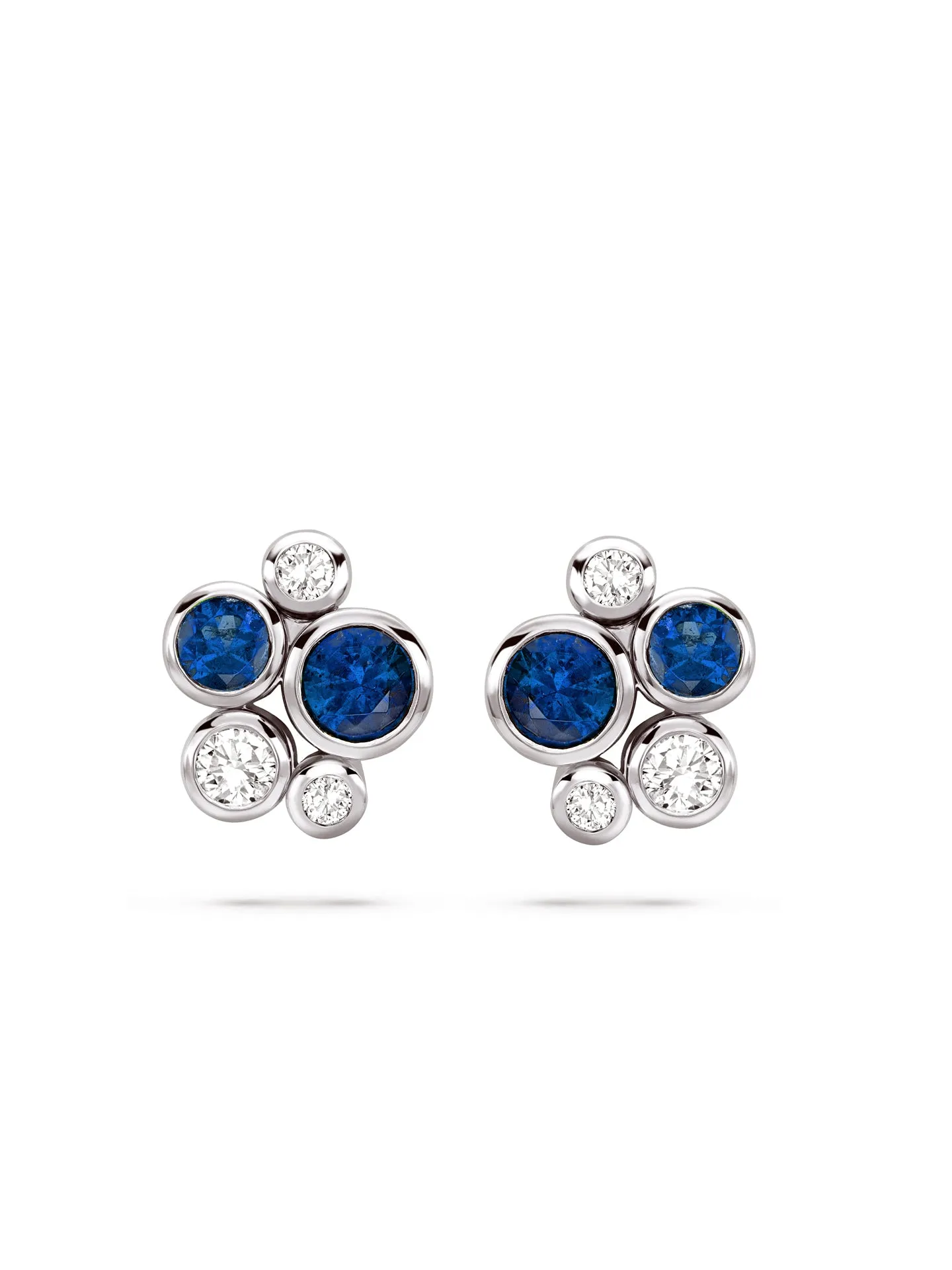 Raindance Sapphire Platinum Cluster Stud Earrings