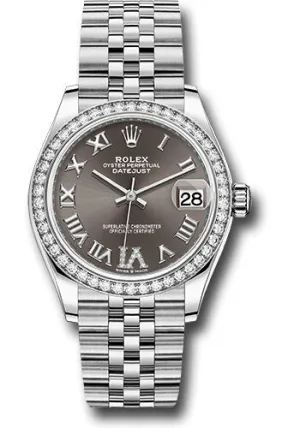 Rolex Steel and White Gold Datejust 31 Watch - Diamond Bezel - Dark Grey Roman Diamond 6 Dial - Jubilee Bracelet 278384RBR dkgdr6j