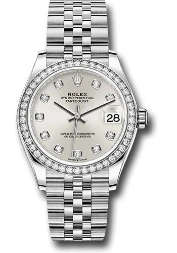 Rolex Steel and White Gold Datejust 31 Watch - Diamond Bezel - Silver Diamond Dial - Jubilee Bracelet 278384RBR sdj