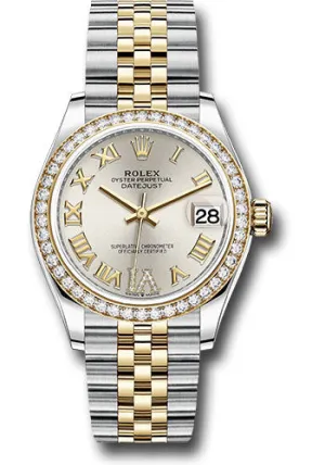 Rolex Steel and Yellow Gold Datejust 31 Watch - Diamond Bezel - Silver Diamond Roman Six Dial - Jubilee Bracelet 278383RBR sdr6j