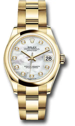 Rolex Yellow Gold Datejust 31 Watch - Domed Bezel - Mother-of-Pearl Diamond Dial - Oyster Bracelet 278248 mdo