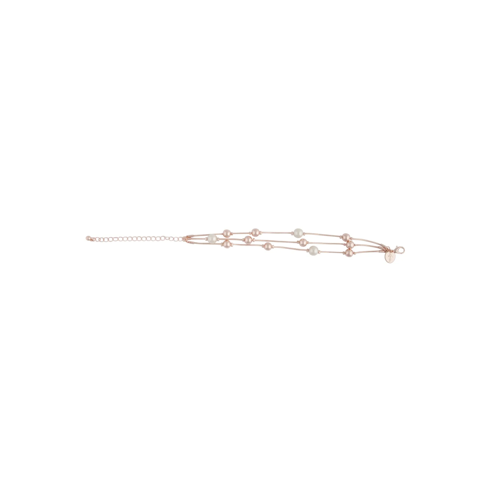 Rose Gold Pearl Bead Station Bracelet