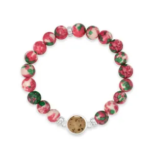 Round Beaded Bracelet - Rain Flower Jade