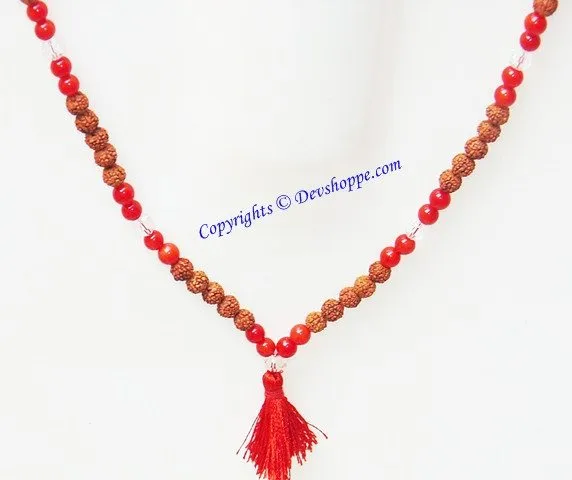 Rudraksha Coral (Munga) combination mala for planet Mars