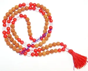 Rudraksha Coral (Munga) combination mala for planet Mars