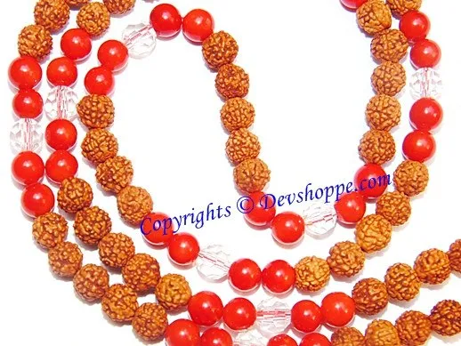 Rudraksha Coral (Munga) combination mala for planet Mars