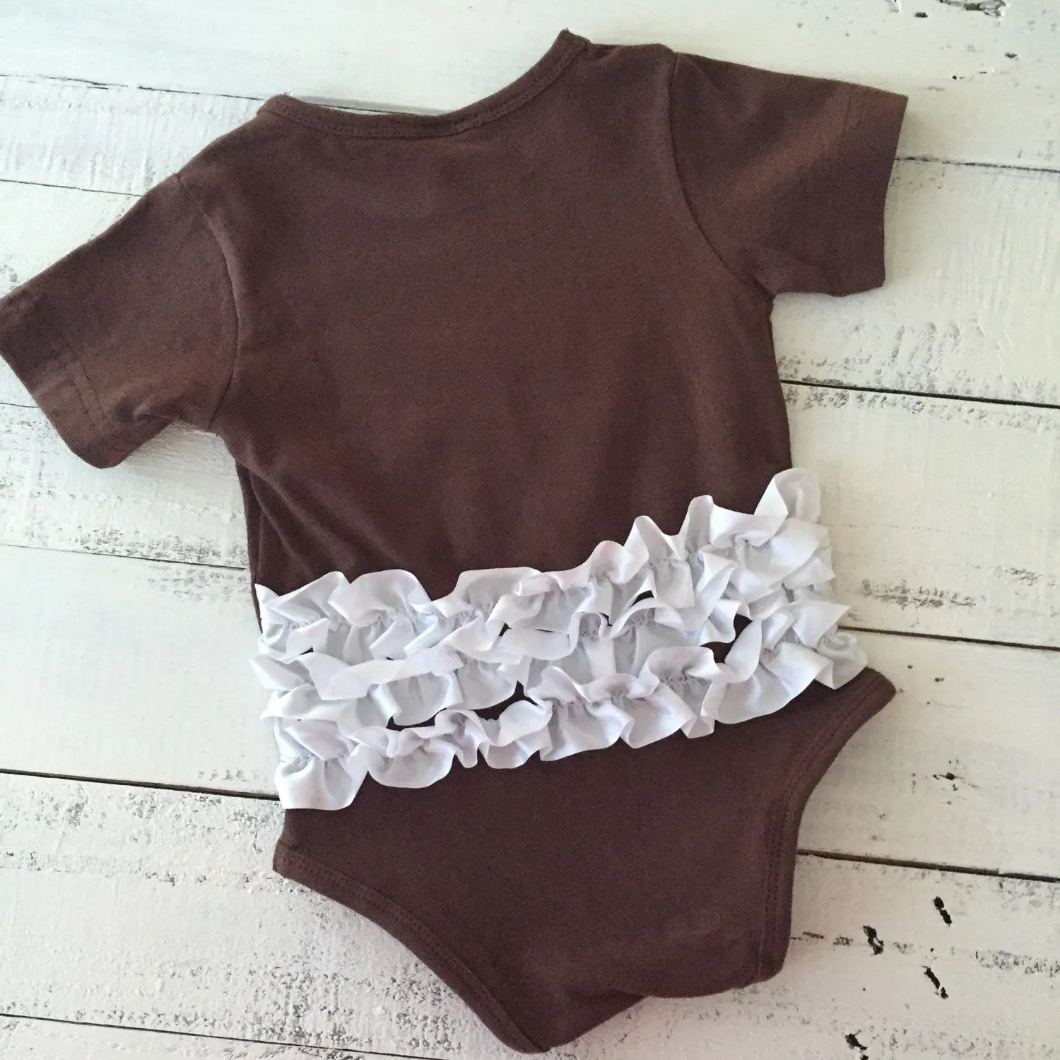 Ruffle Bottom Football bodysuit and optional headband and leg warmers