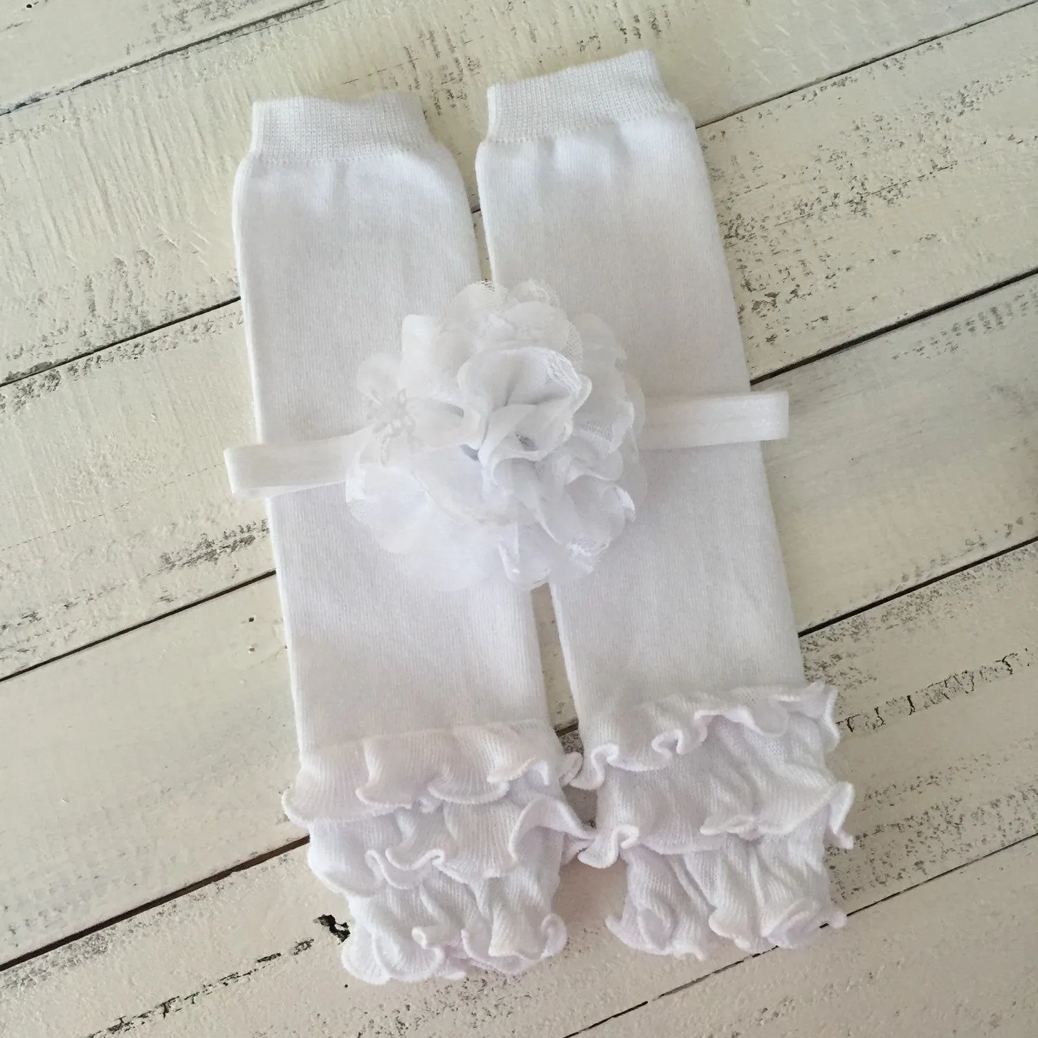 Ruffle Bottom Football bodysuit and optional headband and leg warmers