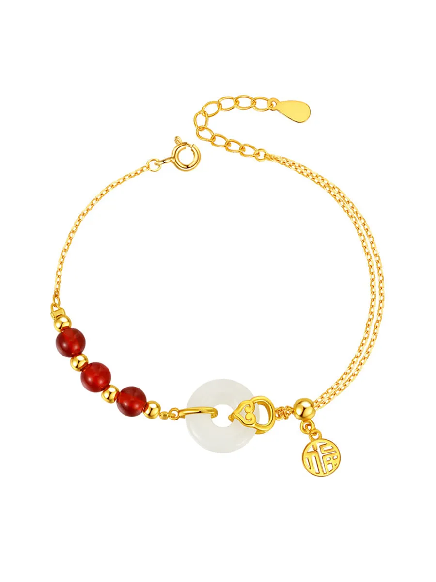 S925Sliver Jade Red Agate Bracelet