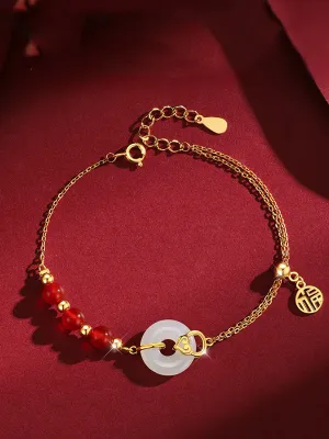 S925Sliver Jade Red Agate Bracelet