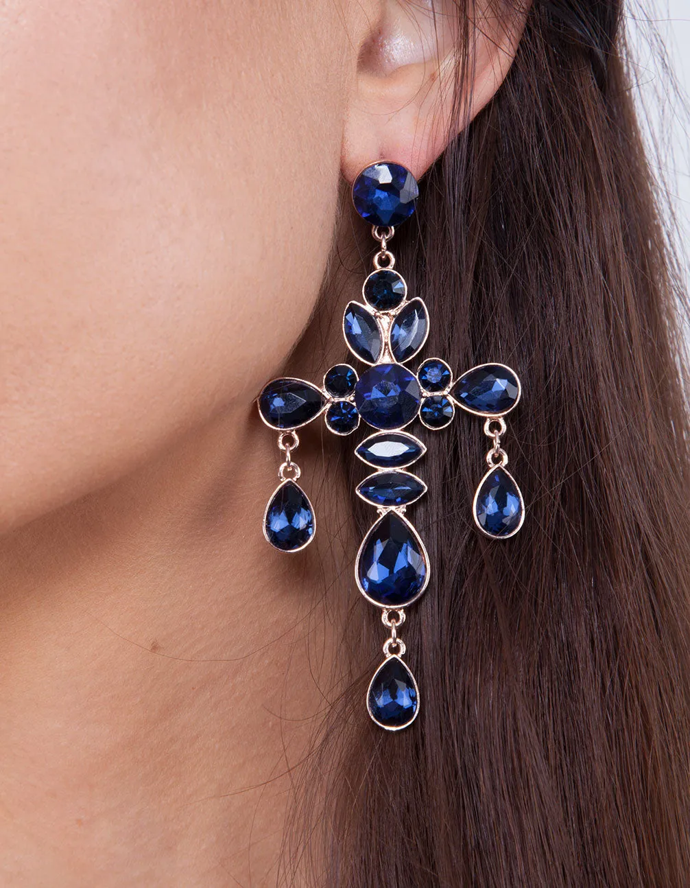 Sapphire Cross Statement Earring