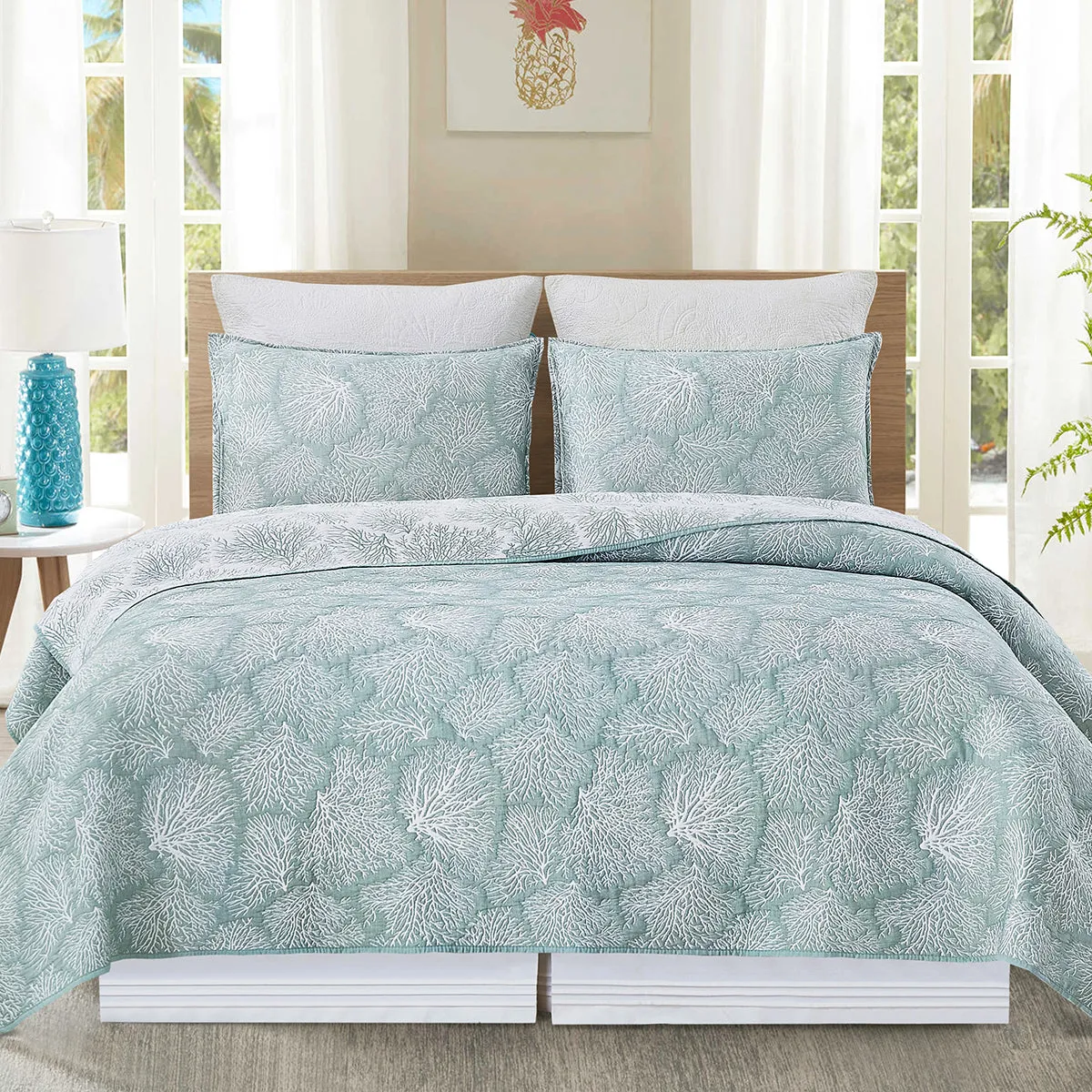 Seafoam Coral Coverlet Set