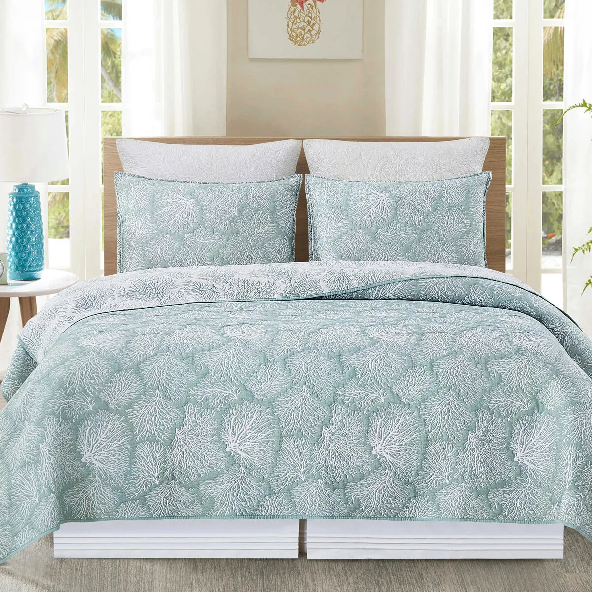 Seafoam Coral Coverlet Set