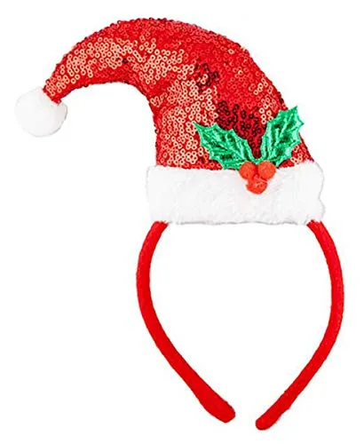 Sequin Santa Hat on Headband - Festive Holiday Glam