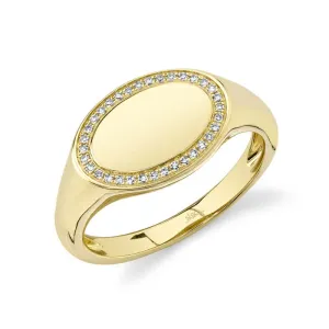 Shy Creation Diamond Signet Ring in 14K Yellow Gold