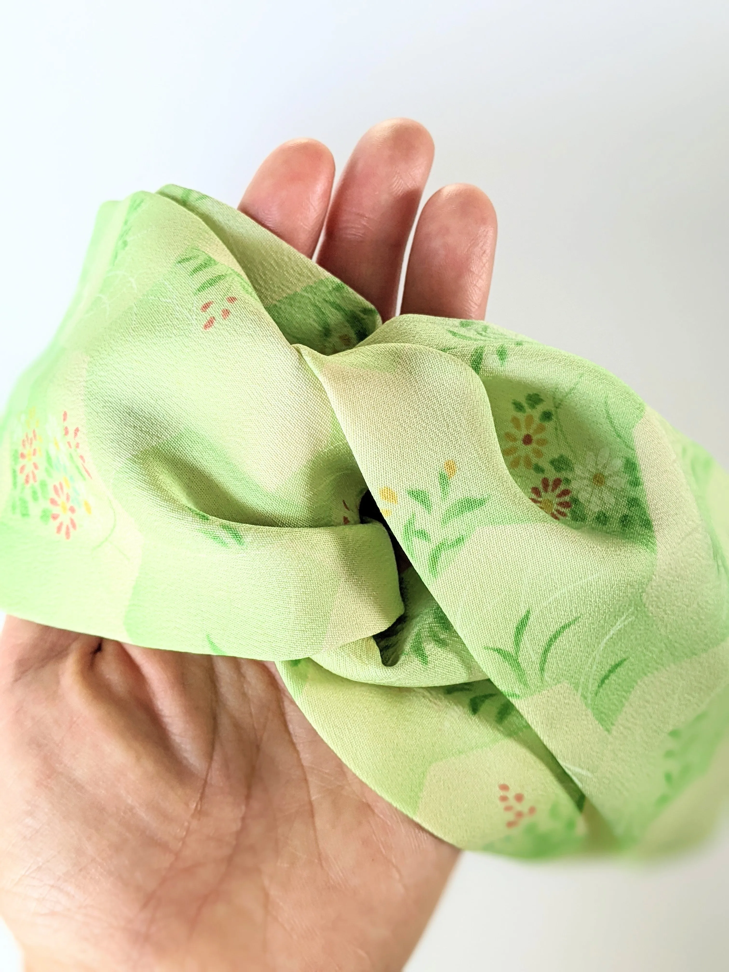 Silk Turban Headband - Green floral