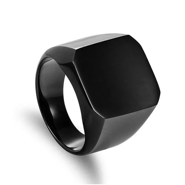 Square Signet Rings 24K Titanium