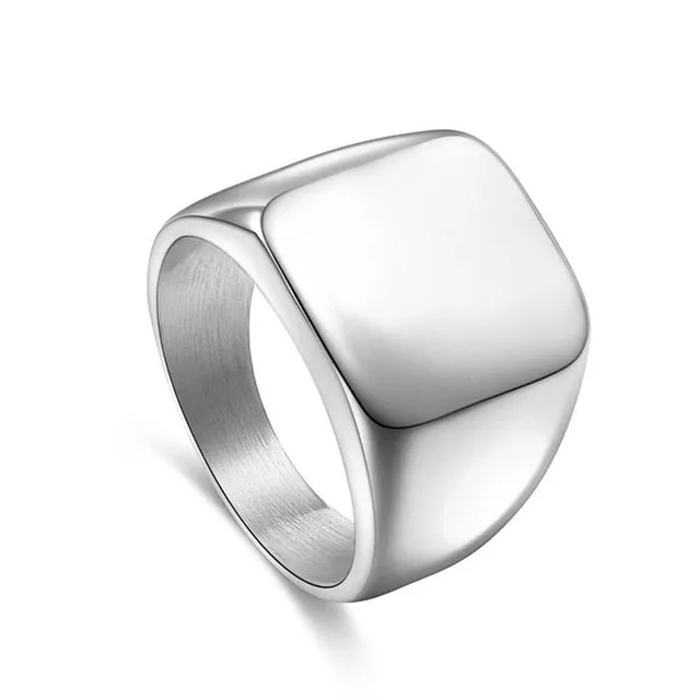 Square Signet Rings 24K Titanium