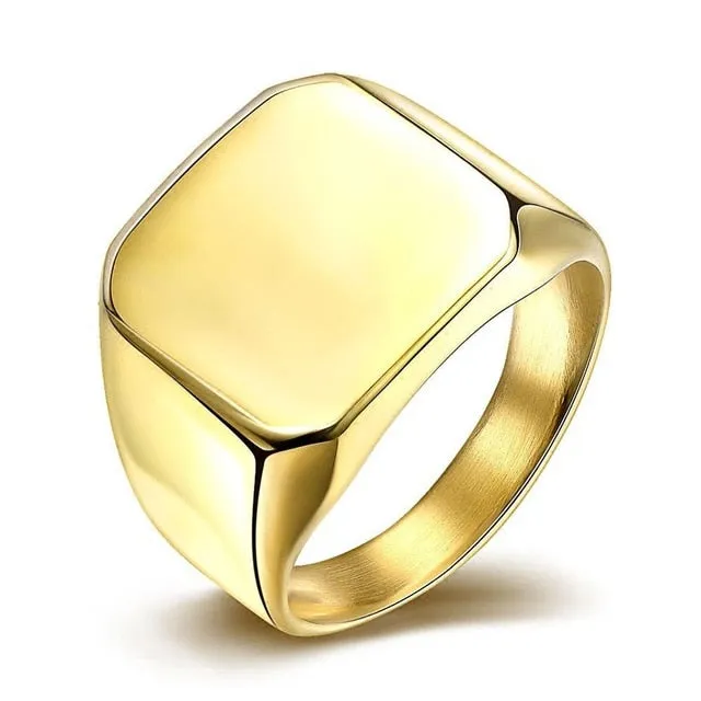 Square Signet Rings 24K Titanium