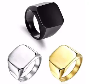 Square Signet Rings 24K Titanium