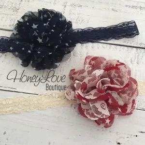 Star chiffon and lace layered headband