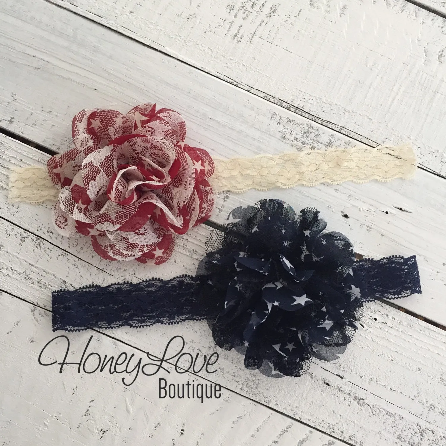 Star chiffon and lace layered headband