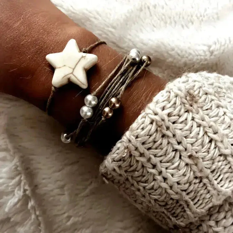 Star Stone Linen Twine Bracelet