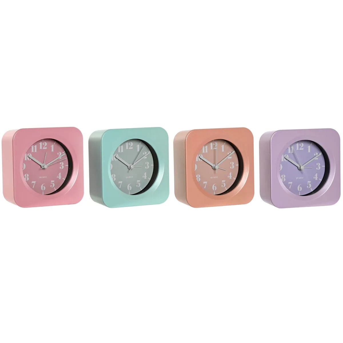 Table clock Home ESPRIT Green Pink Coral Lilac 11 x 4,7 x 11 cm