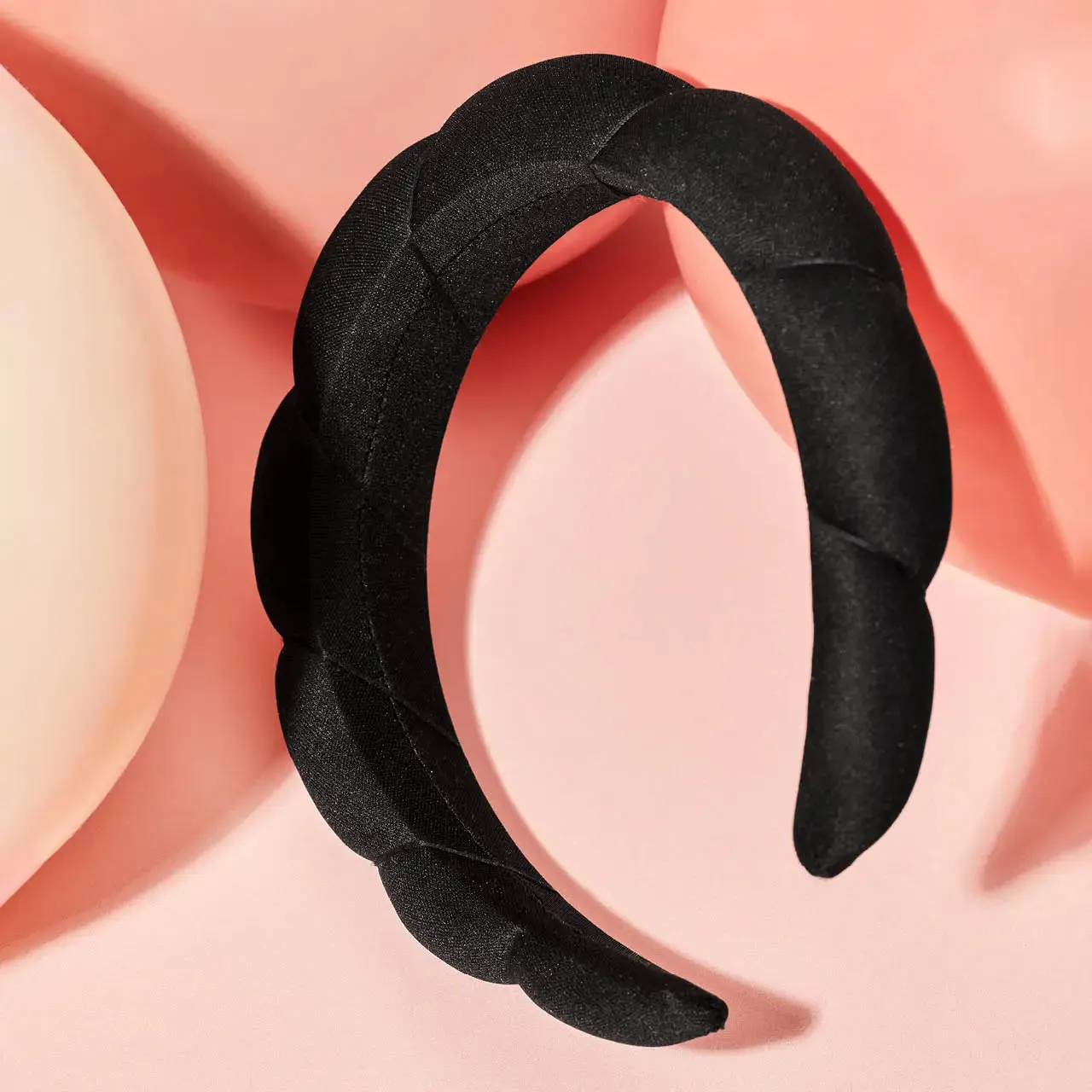 The Recycled Fabric Puffy Headband - Black