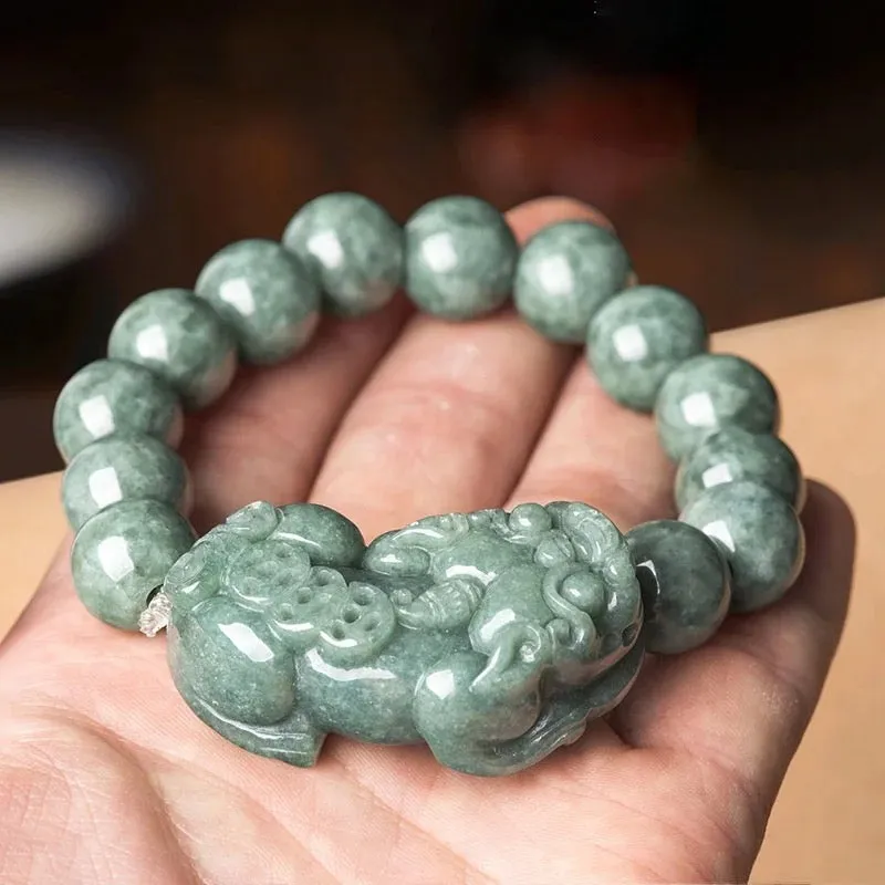 THE VAULT | Genuine Natural Jadeite Pixiu Bead Bracelet