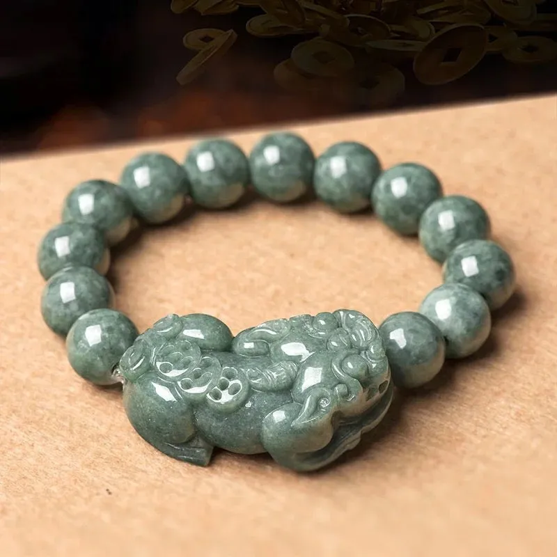 THE VAULT | Genuine Natural Jadeite Pixiu Bead Bracelet