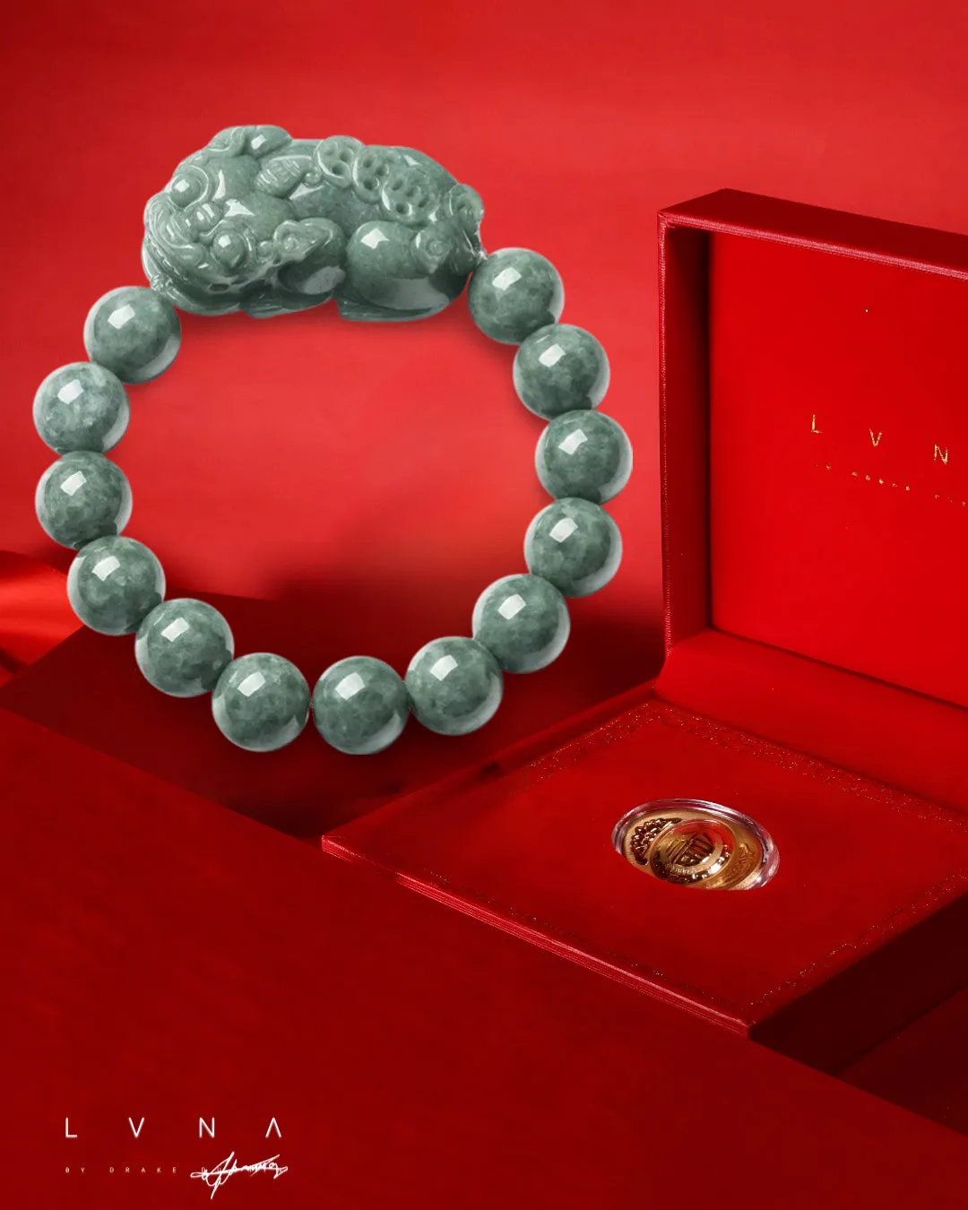 THE VAULT | Genuine Natural Jadeite Pixiu Bead Bracelet